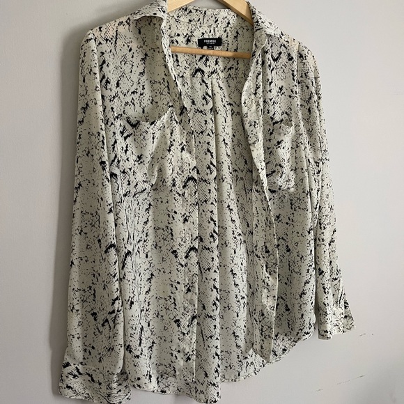 Long Sleeve Snake Print Button Down - Picture 1 of 6